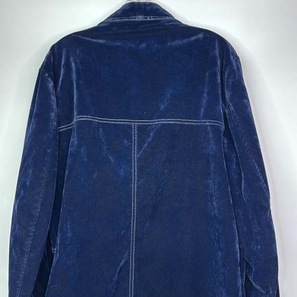 Vintage Blue Velveteen Snap Button Rockabilly Western Jacket Size Large 70s - Picture 5 of 12